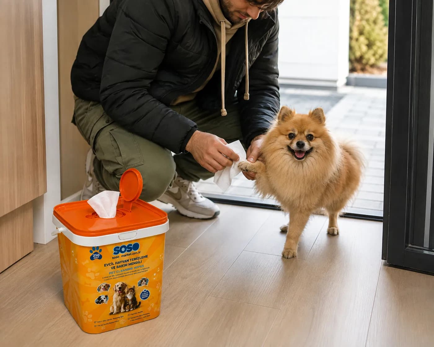 Pet Care & Cleaning Wipes in a Bucket
